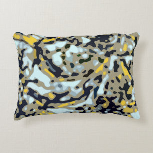 Coussins Décoratifs Motif Camo - Jaune Blanc Beige Bleu Noir