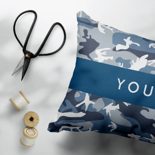 Coussins Décoratifs Motif camouflage neige hivernale bleue Personnalis