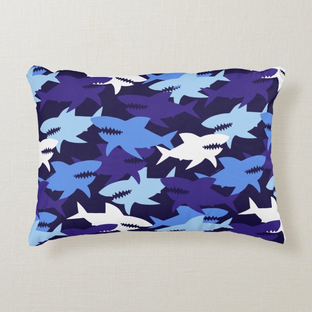 Coussins Décoratifs Motif Camouflage requins bleus (Devant)