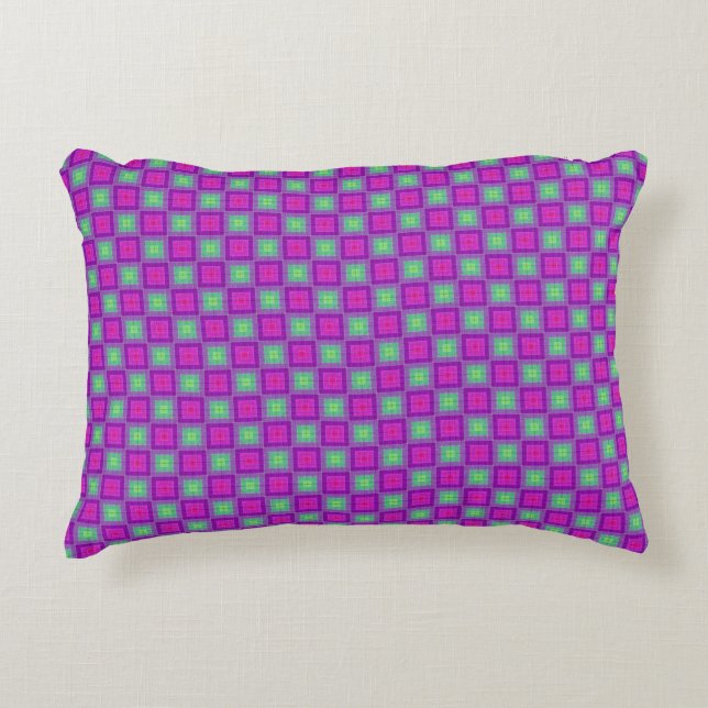 Coussins Décoratifs Motif Carré vert violet Boho (Devant)