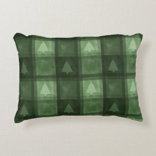 Coussins Décoratifs Motif carreaux décoratifs verts avec sapins de Noë
