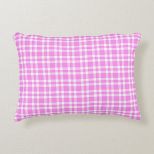 Coussins Décoratifs Motif carreaux rose blanc
