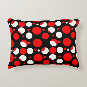 Coussins Décoratifs Motif Cercles Rouges Noirs et Blancs