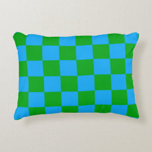Coussins Décoratifs Motif chèque À damiers bleu vert