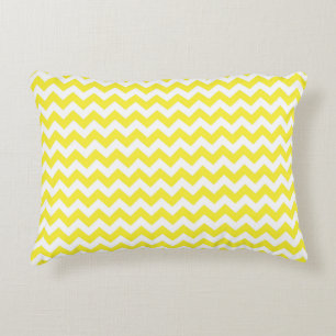Coussins Décoratifs Motif Chevron Classique Jaune et Blanc