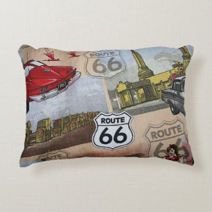 Coussins Décoratifs Motif collage de la route 66 aux couleurs amusante