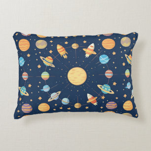 Coussins Décoratifs Motif coloré sur le thème de l'espace avec des pla