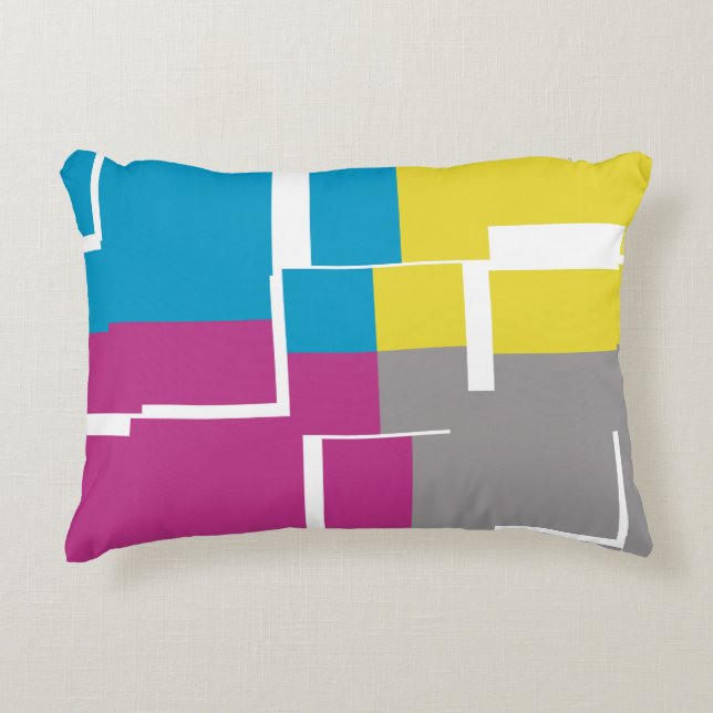 Coussins Décoratifs Motif cool violet bleu jaune gris (Devant)