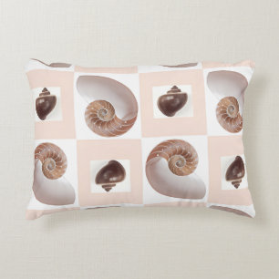 Coussins Décoratifs Motif damier coquilles de porcelaine pêche