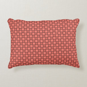 Coussins Décoratifs Motif damier rose saumon noir