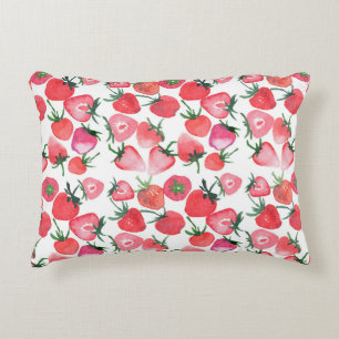 Coussins Décoratifs Motif d'aquarelle aux fraises rouges juteuses