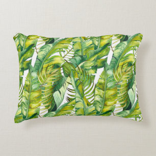 Coussins Décoratifs Motif d'aquarelle Feuille de banane tropicale