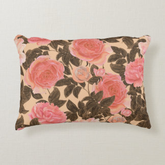 Coussins Décoratifs motif d'aquarelle rose pêche vintage.
