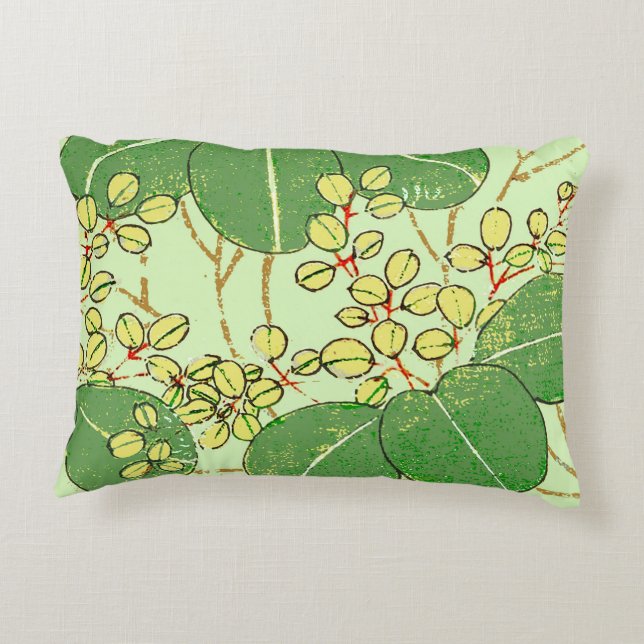 Coussins Décoratifs Motif d'art botanique floral de la feuille japonai (Dos)