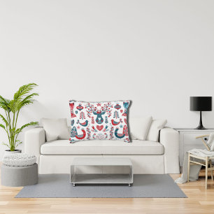 Coussins Décoratifs Motif d'art populaire scandinave de Noël rouge mar