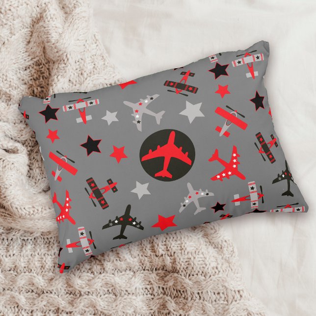 Coussins Décoratifs Motif d'avions Red Black Grey (Créateur téléchargé)