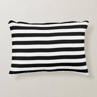 Coussins Décoratifs Motif de bande noir et blanc horizontal