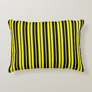 Coussins Décoratifs Motif de bandes verticales noires jaunes