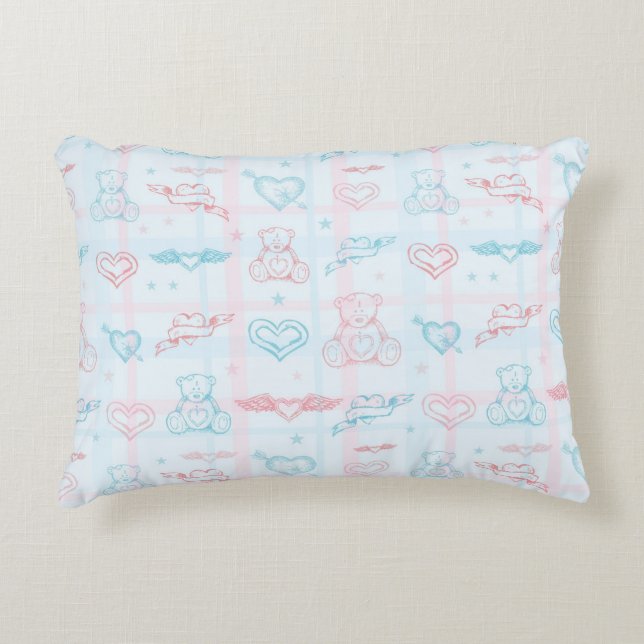 Coussins Décoratifs motif de bébé avec l'ours de nounours (Devant)