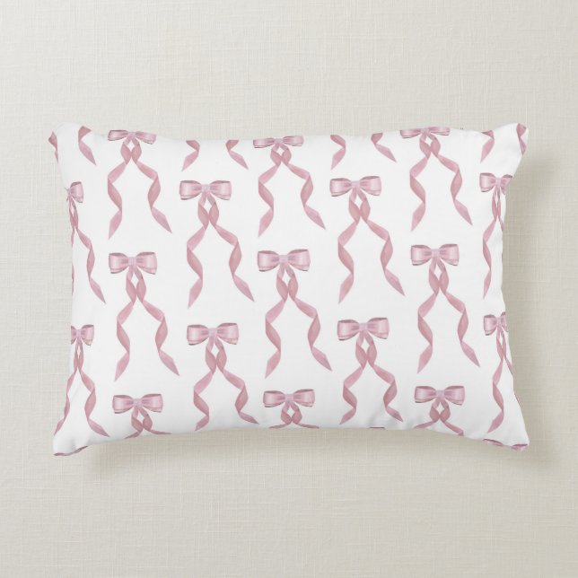 Coussins Décoratifs Motif de Bow rose Aquarelle (Devant)
