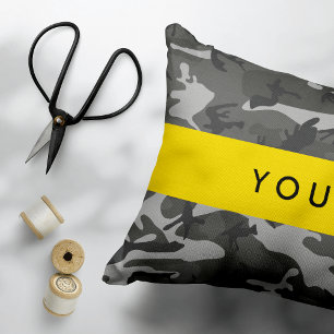 Coussins Décoratifs Motif de camouflage gris, Votre nom, Personnaliser