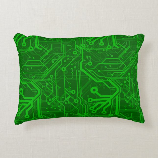 Coussins Décoratifs Motif de carte électronique de vert (Devant)