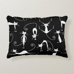 Coussins Décoratifs Motif de chat blanc mince fantaisiste