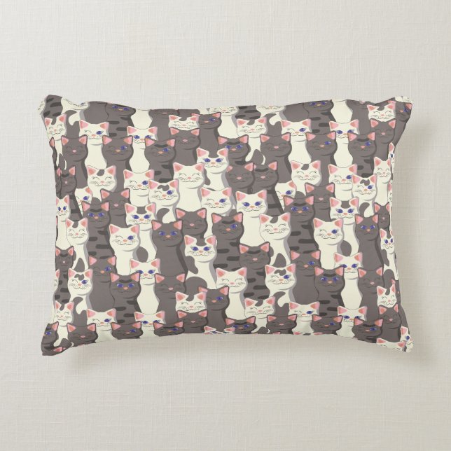 Coussins Décoratifs Motif de chats blancs et gris (Devant)