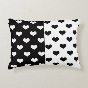 Coussins Décoratifs Motif de coeur Black White Love