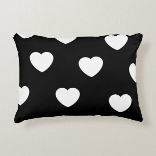 Coussins Décoratifs Motif de coeur noir et blanc