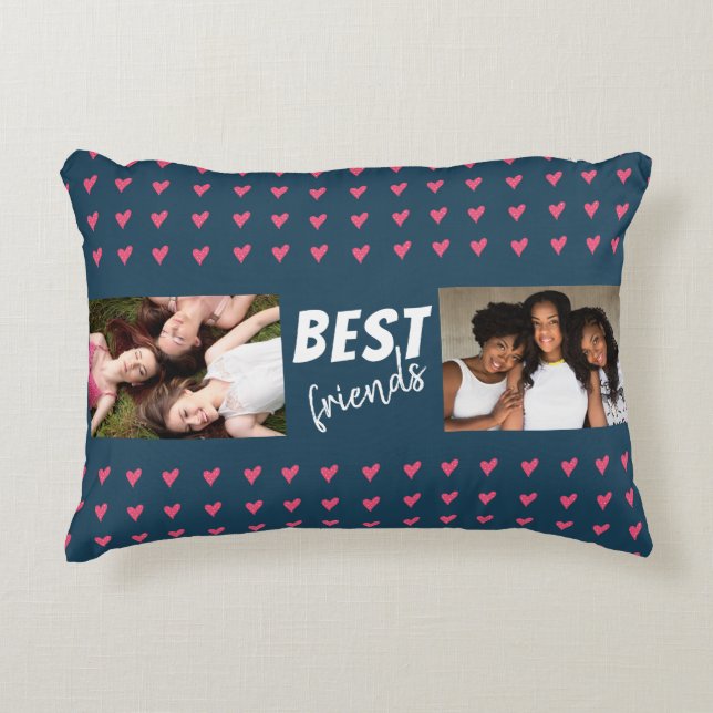 Coussins Décoratifs Motif de coeur rose Best Friends 2 Photo (Devant)