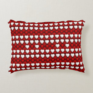 Coussins Décoratifs Motif de cœur rouge et blanc