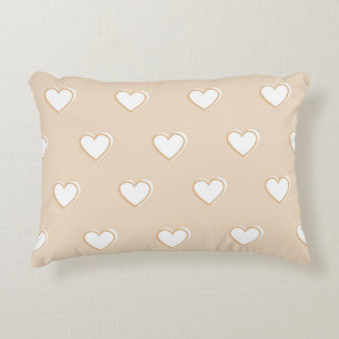 Coussins Décoratifs Motif de coeur simple mignon rose blanc beige