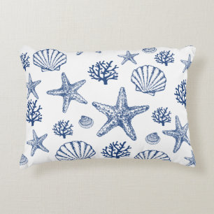 Coussins Décoratifs Motif de coquille de mer blanc marine Design côtie