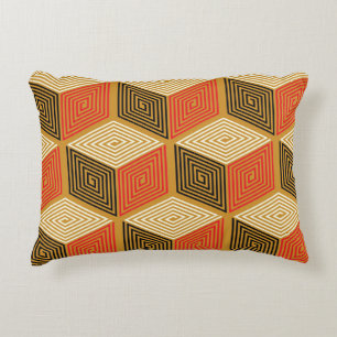Coussins Décoratifs Motif de cube Vintage rouge or