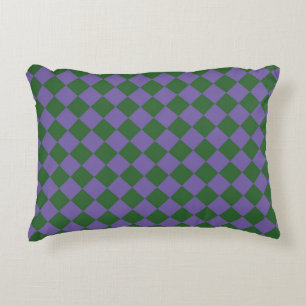 Coussins Décoratifs Motif de diamant Purple Green Checker