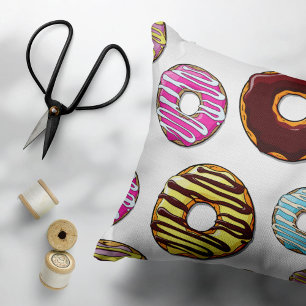 Coussins Décoratifs Motif De Donuts, Donuts Colorés, Saupoudrages