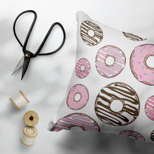 Coussins Décoratifs Motif De Donuts, Donuts Roses, Donuts Blancs