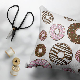 Coussins Décoratifs Motif De Donuts, Donuts Roses, Donuts Brown