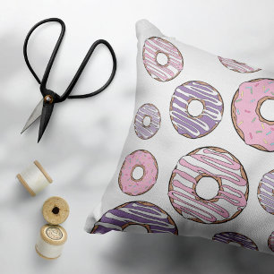Coussins Décoratifs Motif De Donuts, Donuts Roses, Donuts Violets