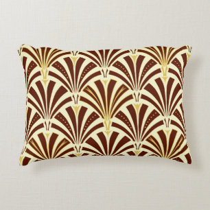 Coussins Décoratifs Motif de fan d'art déco - chocolat sur la crème