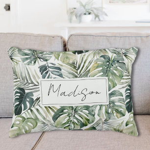 Coussins Décoratifs Motif de feuilles de forêt tropicale vert aquarell
