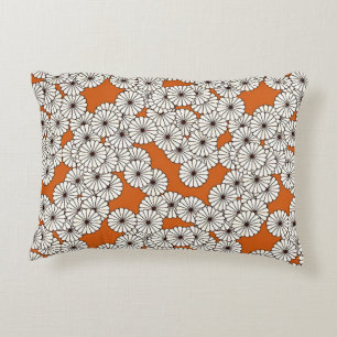 Coussins Décoratifs Motif de fleur d'art déco - crème sur la rouille
