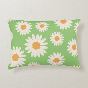 Coussins Décoratifs Motif de Fleur Vintage Vert blanc marguerite