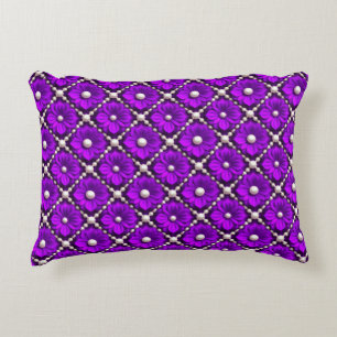 Coussins Décoratifs Motif de fleur violette avec perles