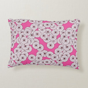 Coussins Décoratifs Motif de fleurs Art déco - blanc sur rose