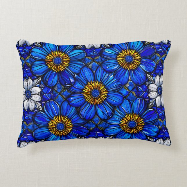 Coussins Décoratifs Motif de fleurs bleues (Devant)