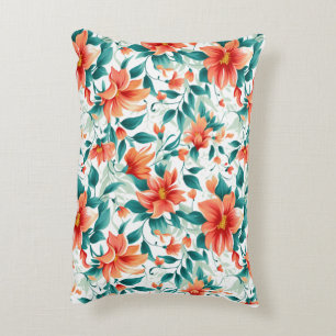 Coussins Décoratifs Motif de jardin floral orange vibrant - Thé élégan