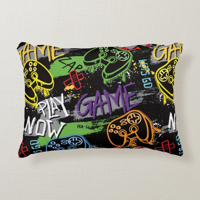 Coussins Décoratifs Motif de jeu en graffiti néon (Devant)