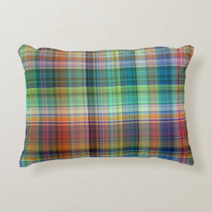 Coussins Décoratifs Motif de la bande de plaid colorée de Madras